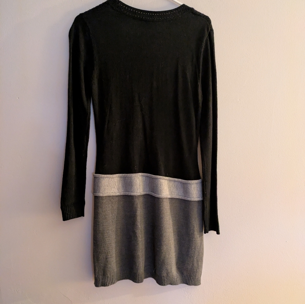 iZ Byers Knitted MIDI Sweater Dress Black And Gray Large - Picture 3 of 5